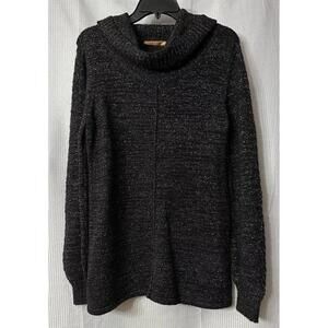 NWT‎ Belldini Womens Long Sleeve Pullover Black Metallic Sweater Size Medium